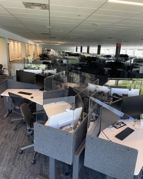 Premier Office Movers installing commercial cubicle systems in Columbus, OH